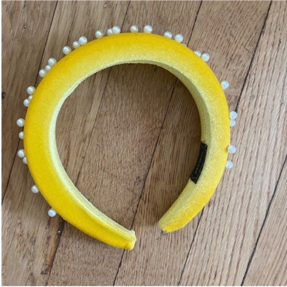 Yellow Headband with Pearls Pearl Headband - Picture 2 of 7